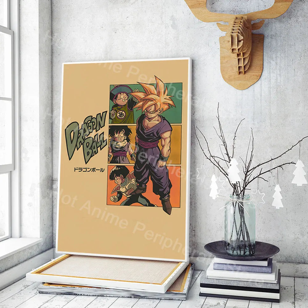 Vintage Posters Dragon Ball Peripheral Anime figures Vegeta Goku Picture Art Canvas Painting for Kids Bedroom Mural Decor Gifts