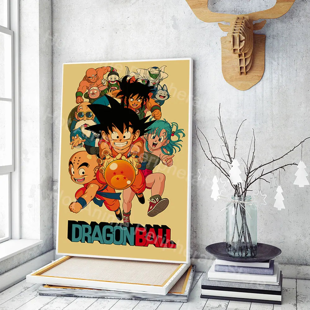 Vintage Posters Dragon Ball Peripheral Anime figures Vegeta Goku Picture Art Canvas Painting for Kids Bedroom Mural Decor Gifts