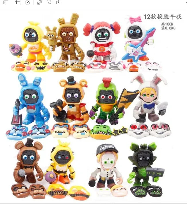 12pcs/set FNAFs Figures Freddy Face Changeable Action Figure Toys