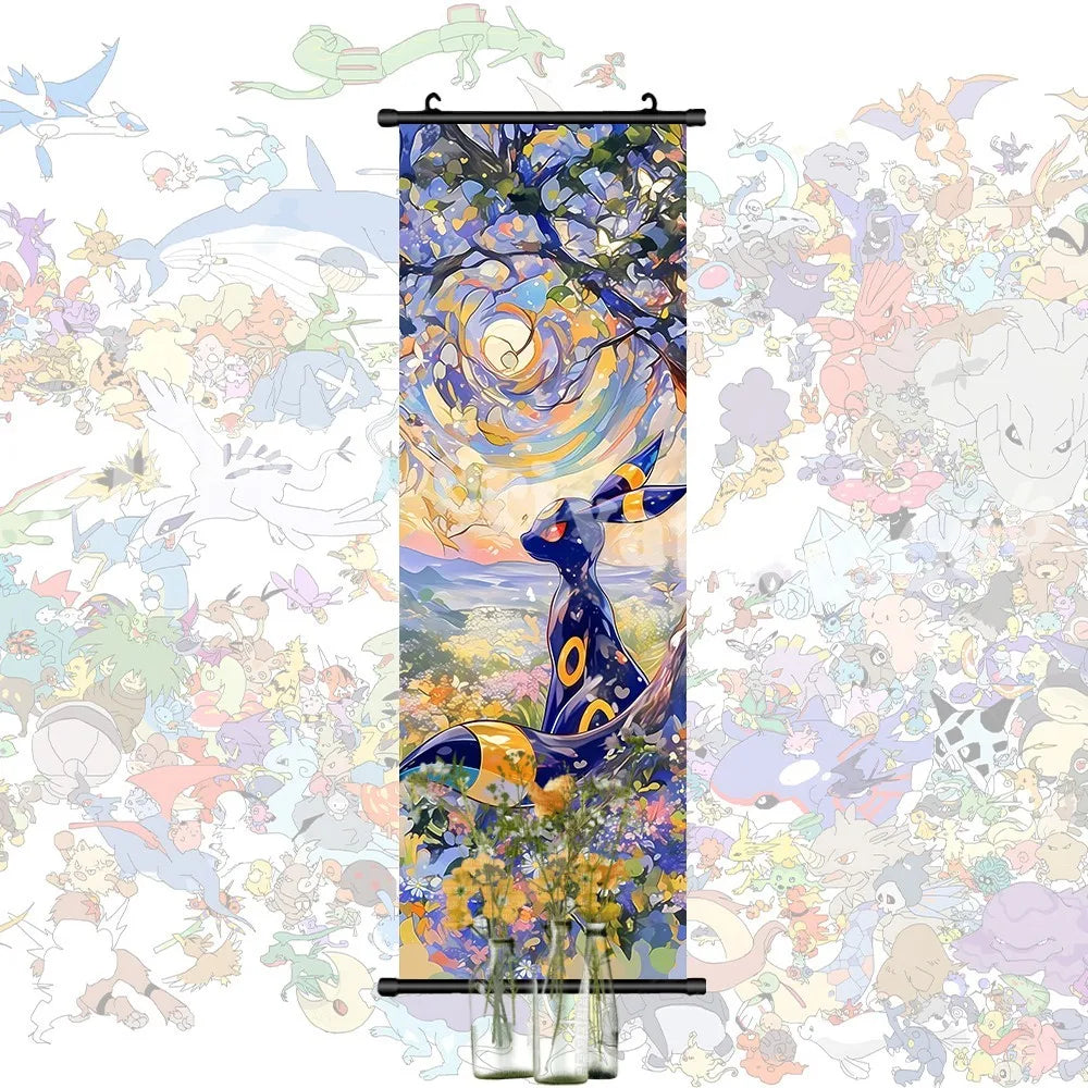 Printed Pokemon Poster Anime Wall Artwork Gengar Pictures Charizard Painting Canvas Pikachu Hanging Scrolls Home Room Decor