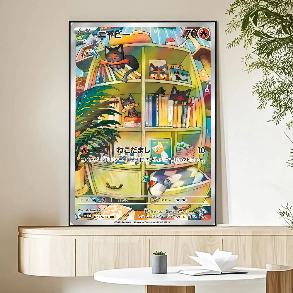 MINISO Cartoon Pokemon Poster HD Art Sticky Wall Waterproof Home Living Room Bedroom Bar Aesthetic Decoration