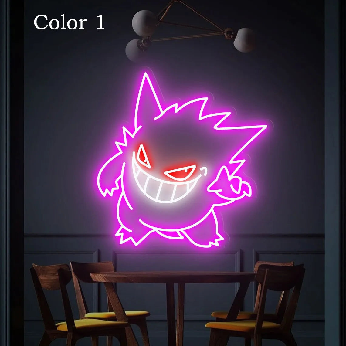 Gengar Anime Neon Sign USB Dimmable Pocket Monster Night Light for Bedroom Bar Club Game Room Party Decor Kid Birthday Gifts