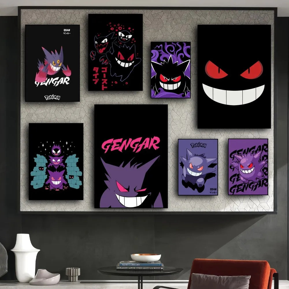 BiliBili Anime Pokemon Cute Gengar Poster Prints Wall Pictures Living Room Home Decoration