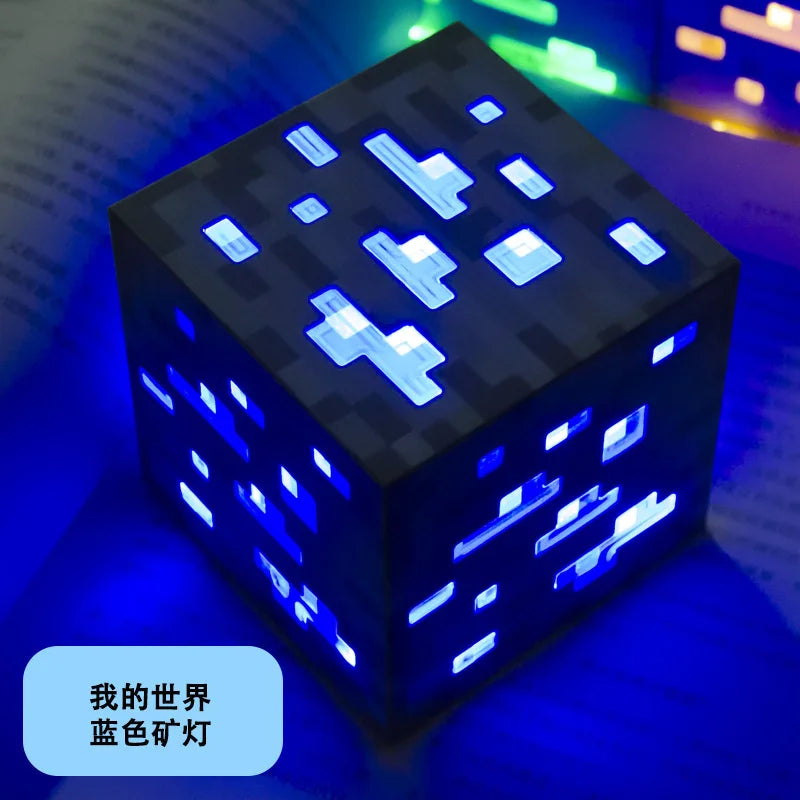 Minecraft My World Series Diamond Ore Lamp Colorful Charging Miner's Lamp Medicine Water Bottle Torch Model Gift Night Light