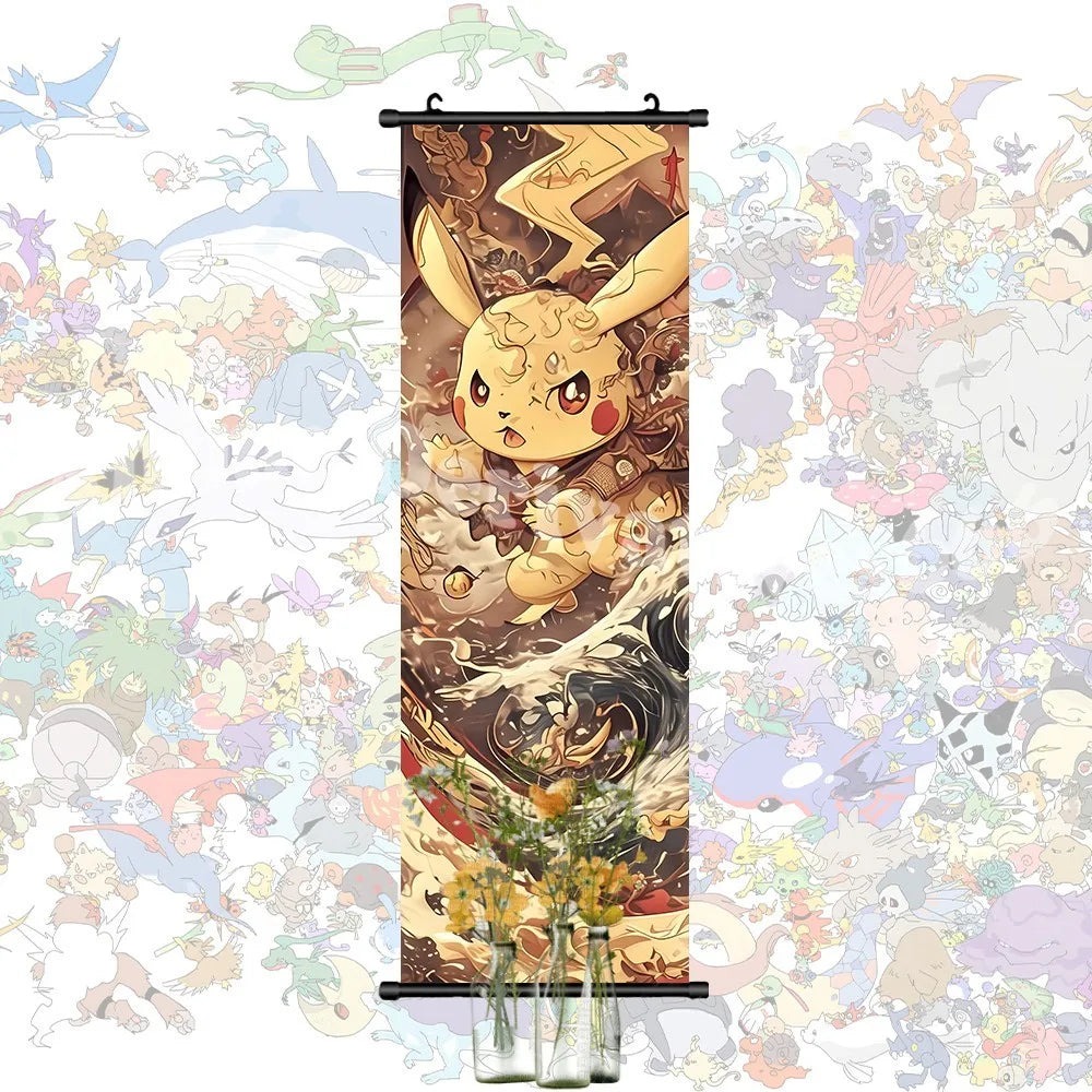Printed Pokemon Poster Anime Wall Artwork Gengar Pictures Charizard Painting Canvas Pikachu Hanging Scrolls Home Room Decor