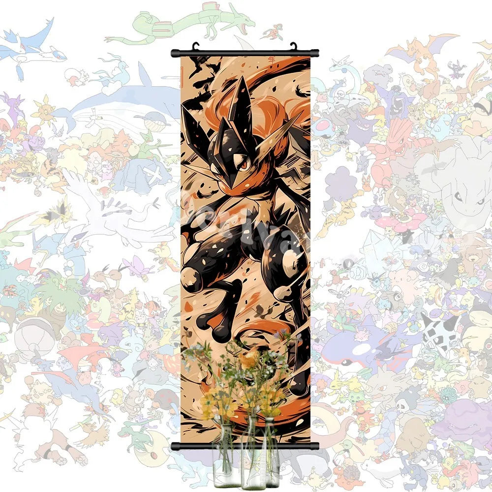 Printed Pokemon Poster Anime Wall Artwork Gengar Pictures Charizard Painting Canvas Pikachu Hanging Scrolls Home Room Decor