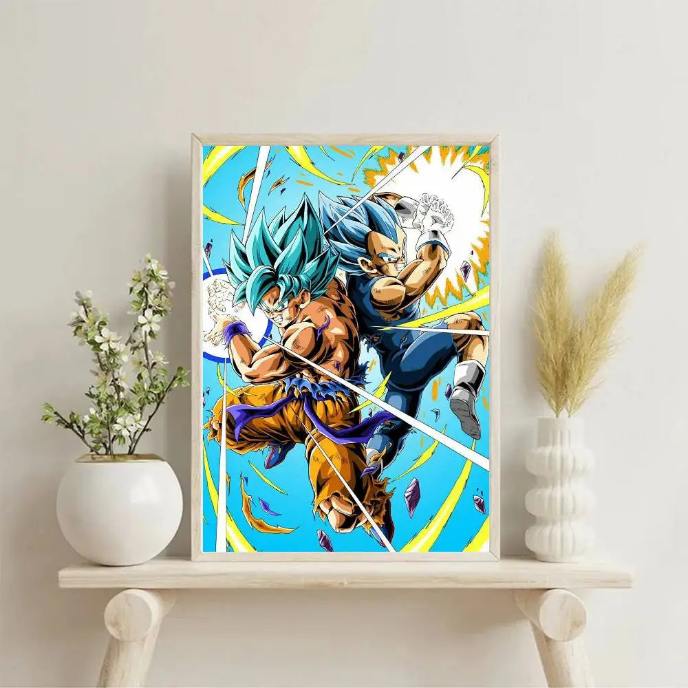1pc Japanese Anime Dragon Ball Goku Poster Self-adhesive Art Waterproof Paper Sticker Coffee House Bar Room Wall Decor