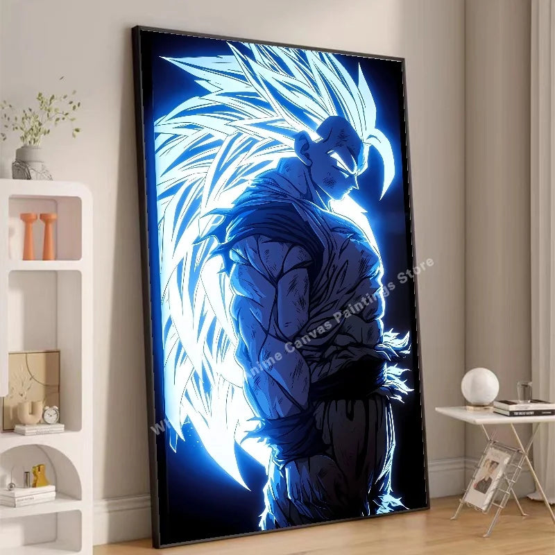 Anime Dragon Ball Wukong Neon Light Effect Poster High Definition Image Printing Creative Home Art Wall Decoration Painting