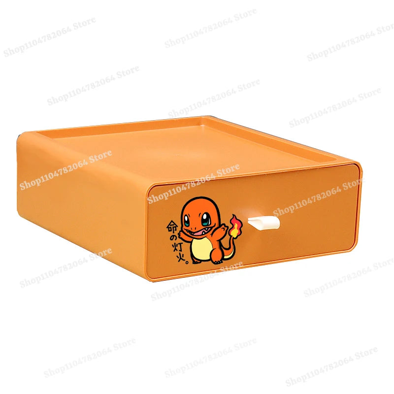 Pokemons Desktop Organizer Drawer Style Storage Box Office Multi-layer Small Storage Cabinet Bookshelf Assembled Case Party Gift