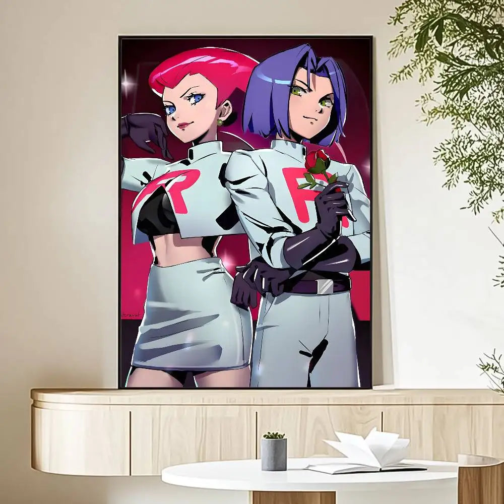 MINISO Cartoon Pokemon Anime Poster HD Art Sticky Wall Waterproof Home Living Room Bedroom Bar Aesthetic Decoration