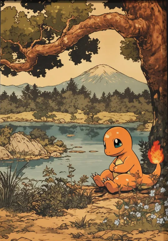 P-Pokemon Japanese Anime Canvas Painting Kawaii Elf Pets HD Poster Retro Bar Noodle Room Living Room Home Mural Decor Kids Gifts