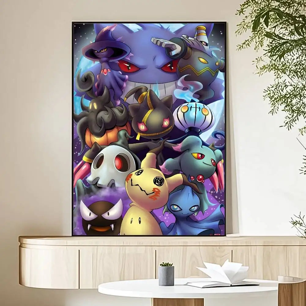 MINISO Cartoon Pokemon Anime Poster HD Art Sticky Wall Waterproof Home Living Room Bedroom Bar Aesthetic Decoration