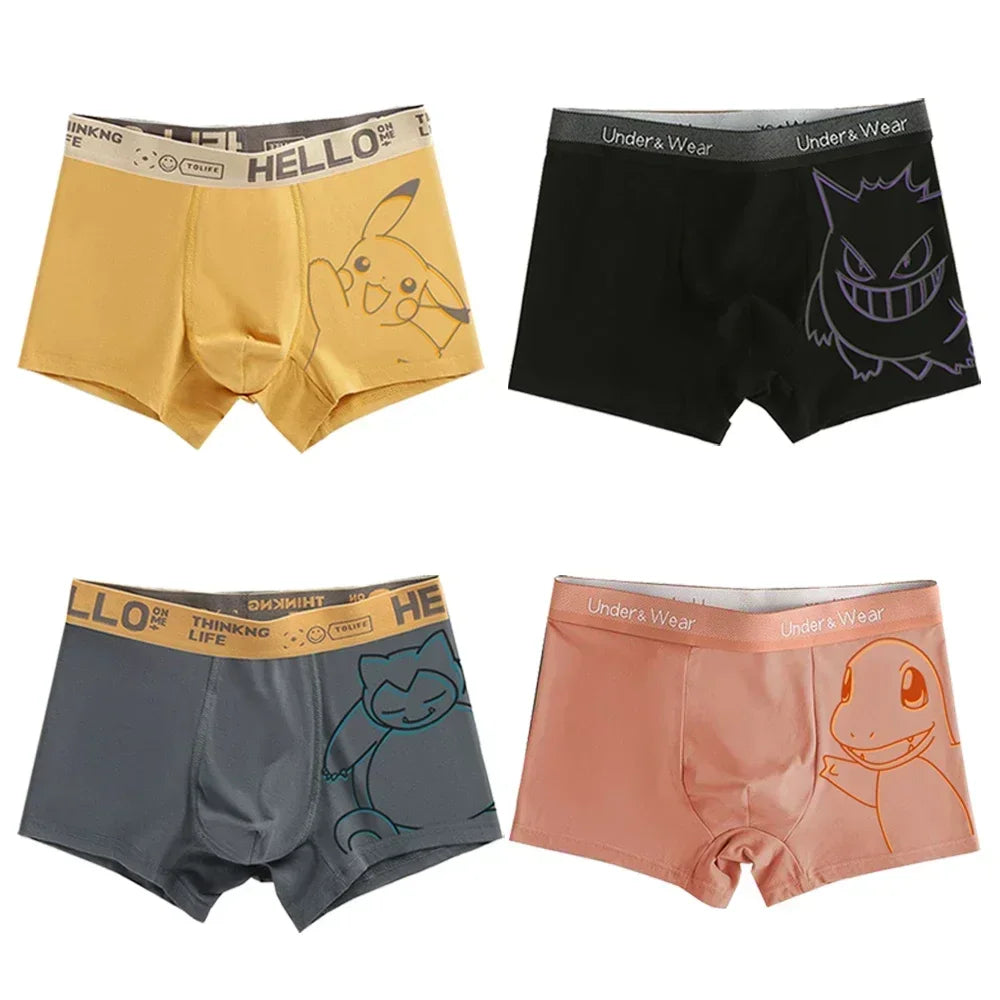 Pokemon Charmander Charizard Bulbasaur Gengar Pikachu Men's Underpants Anime Antibacterial Boxer Briefs Boys Shorts Pants Gifts