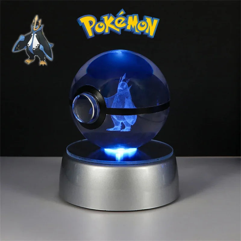لعبة مجسم بوكيمون ثلاثي الأبعاد على شكل كرة كريستالية من باتر فري كيوبون، بوكيبول ديتو لوكاريو لابراس، نموذج لوجيا أركيوس مع قاعدة إضاءة LED