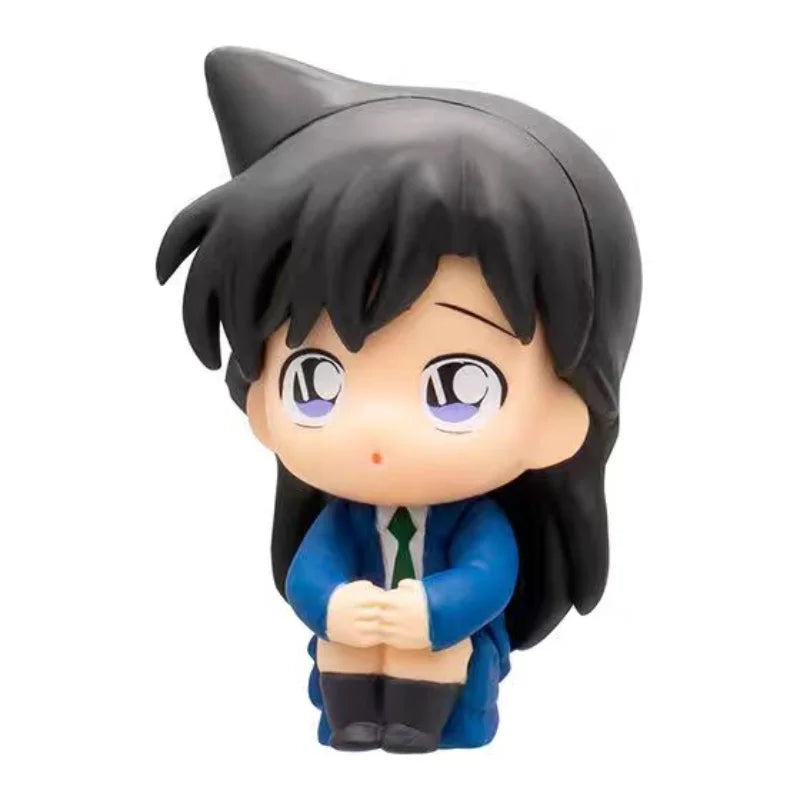 Bandai Original Detective Conan Gashapon Figures - Cute Sitting Pose Anime (Conan, Kaito, Ran Mouri) Collectible Mini Toys Gift