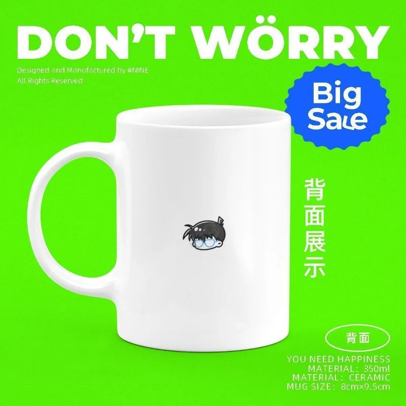 Detective Conan kawaii anime peripheral creative Conan Phantom Thief Kidd ceramic cup cute Japanese coffee mug gift wholesale