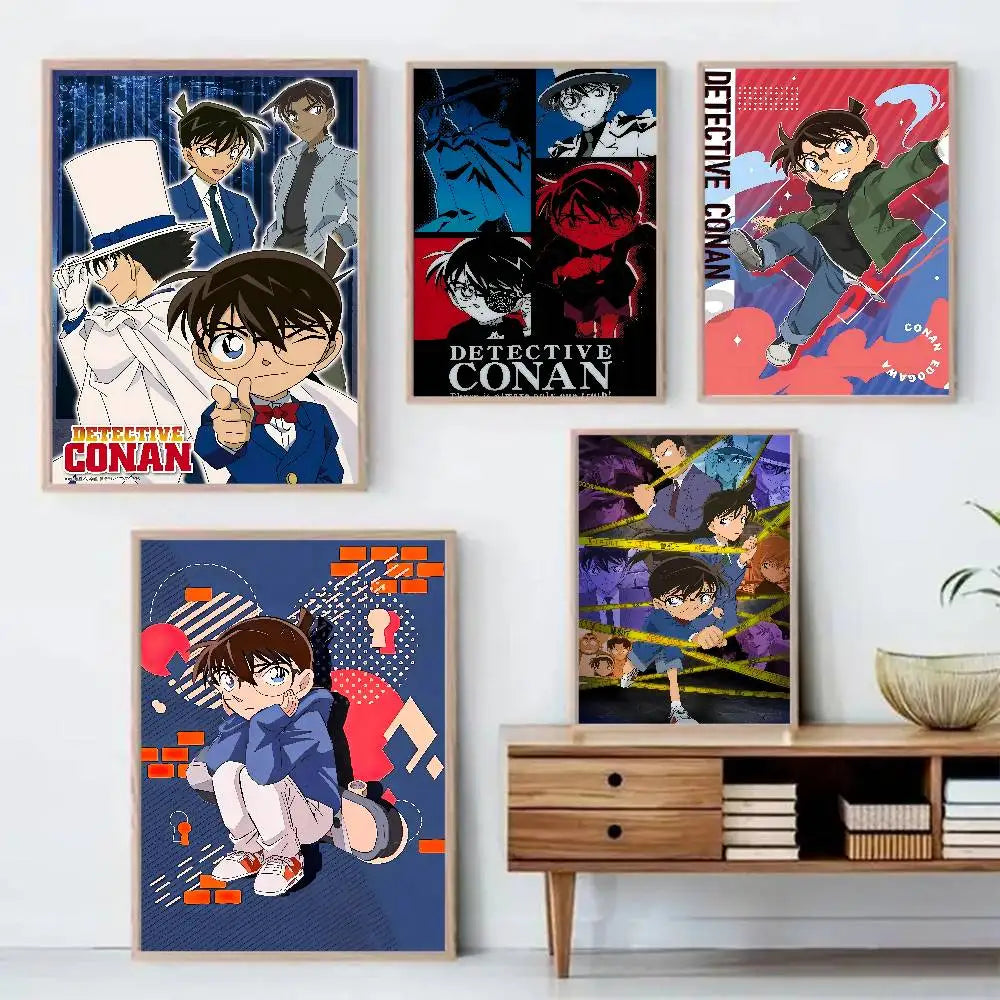 Anime D-Detective C-Conan Poster Self-adhesive Art Waterproof Sticker Coffee House Dorm Room Wall Decor