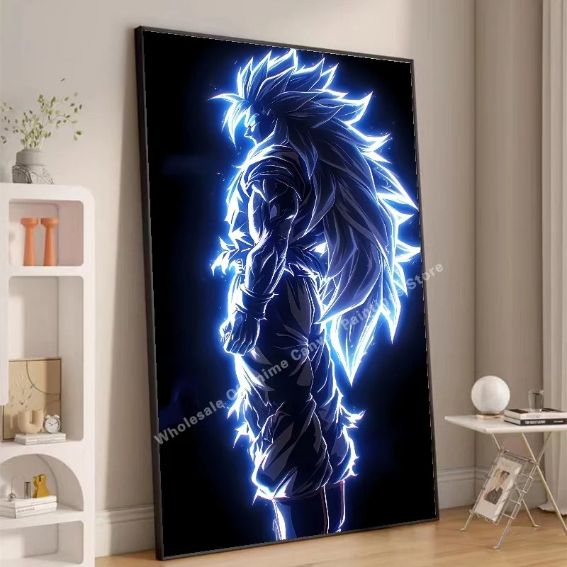 Anime Dragon Ball Wukong Neon Light Effect Poster High Definition Image Printing Creative Home Art Wall Decoration Painting
