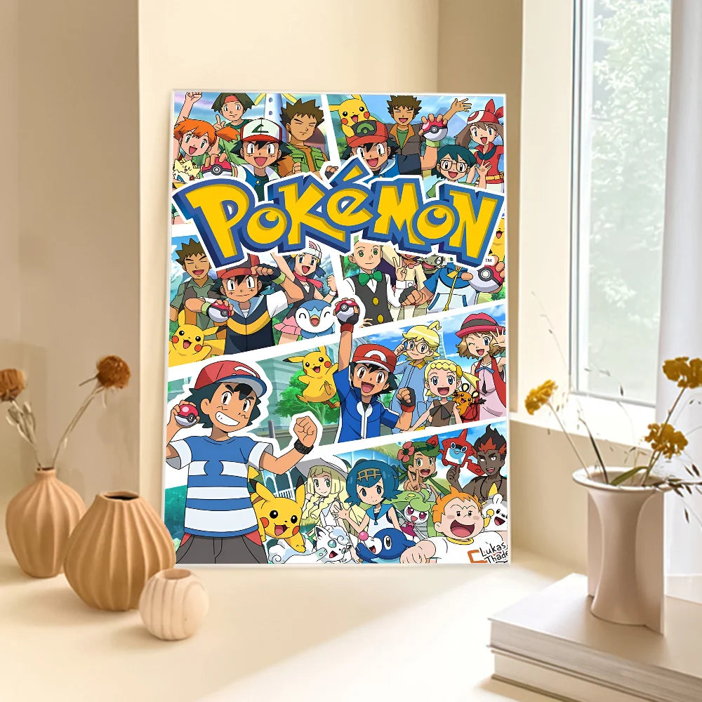 Anime P-Pokemon Anime Posters Sticky HD Quality Wall Art Retro Posters for Home Kawaii Room Decor
