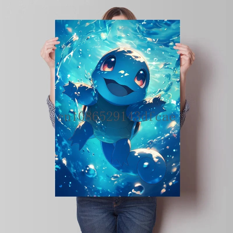 Pokemon Classic Anime Canvas Painting Bulbasaur Charmander Squirtle Poster and Print Wall Art Ink Picture Home Decor Kids Gifts