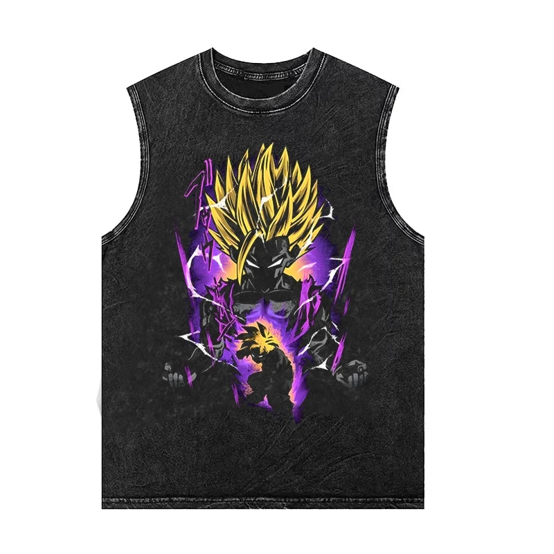 Dragon Ball Goku Saiyan Anime Vest Summer New Men's Tank Tops Woman's  Oversized Sleeveless Shirt Vintage Washed Gym Y2k Clothes