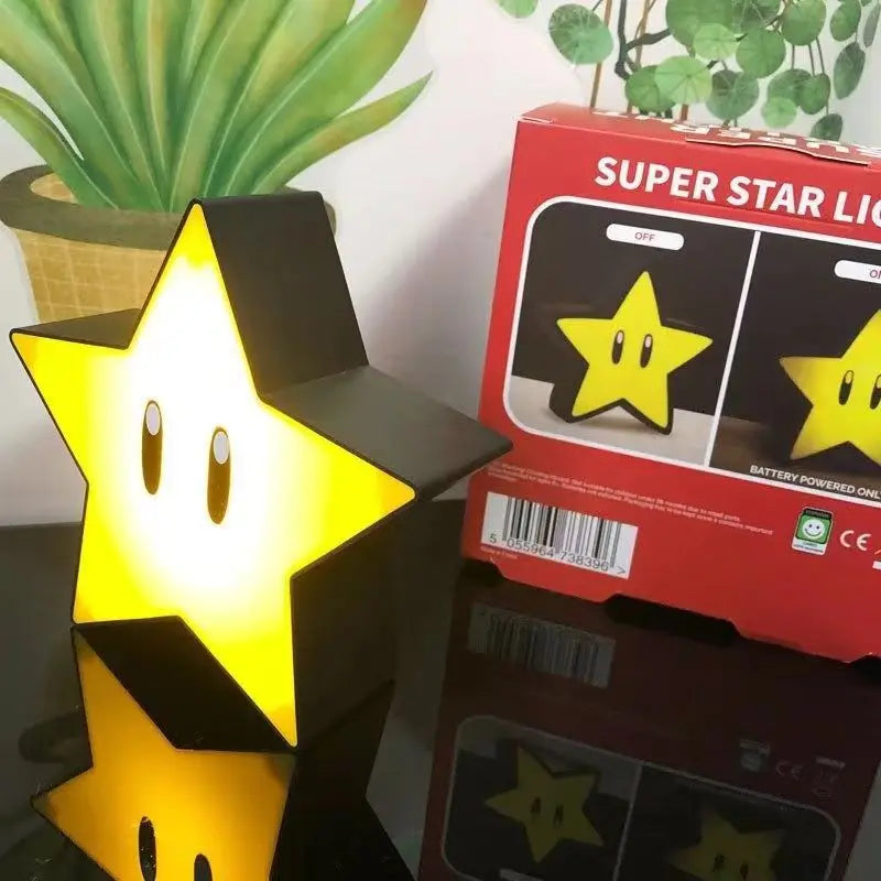 مصباح مكتبي بإضاءة LED على شكل نجمة من Super Mario Bros مزود بموسيقى وصوت وشحن USB كهدية للأطفال وألعاب عيد الميلاد