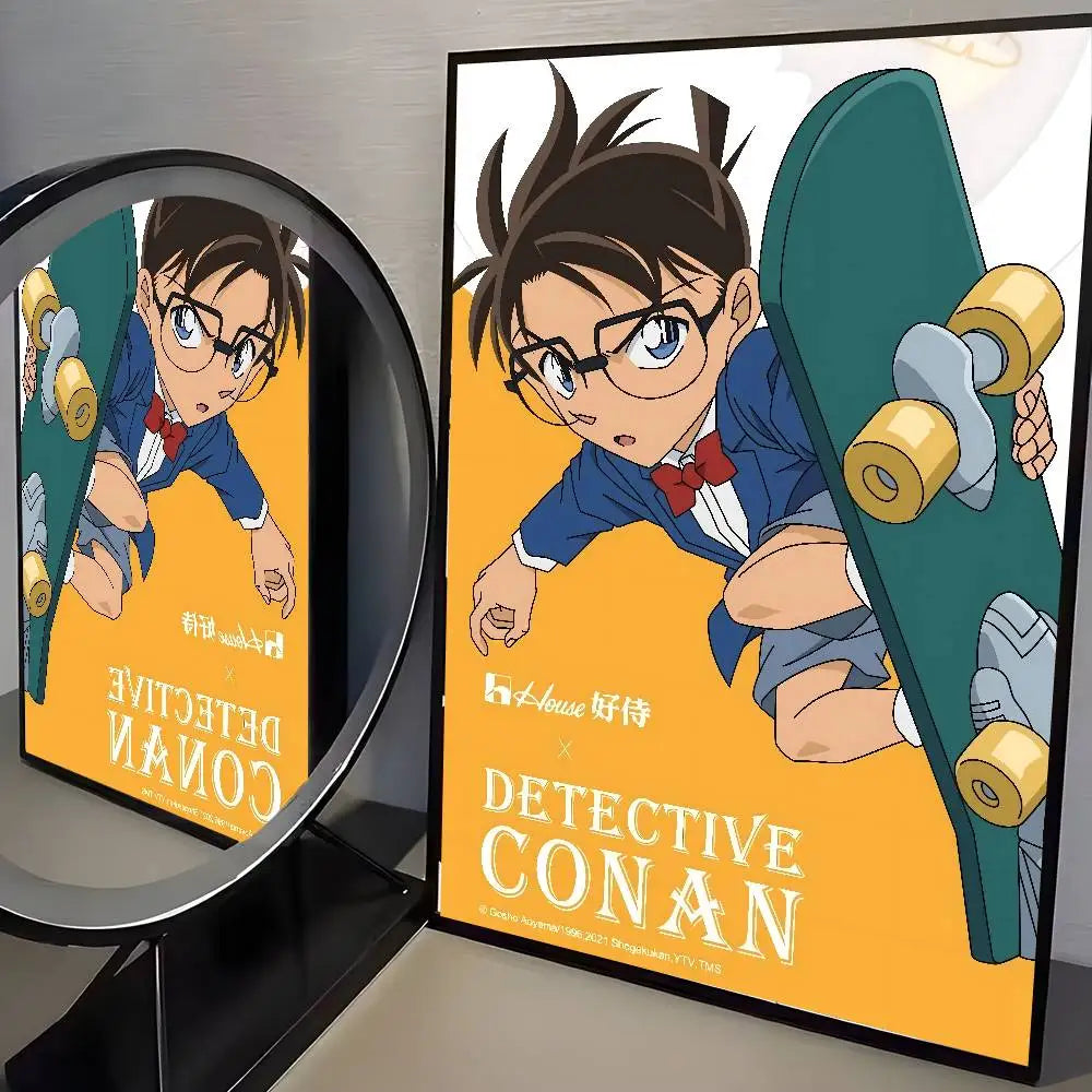 Anime D-Detective C-Conan Poster Self-adhesive Art Waterproof Sticker Coffee House Dorm Room Wall Decor