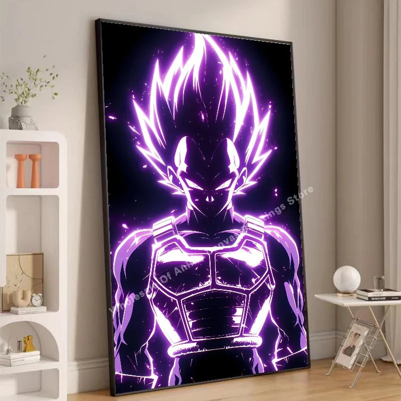Anime Dragon Ball Wukong Neon Light Effect Poster High Definition Image Printing Creative Home Art Wall Decoration Painting