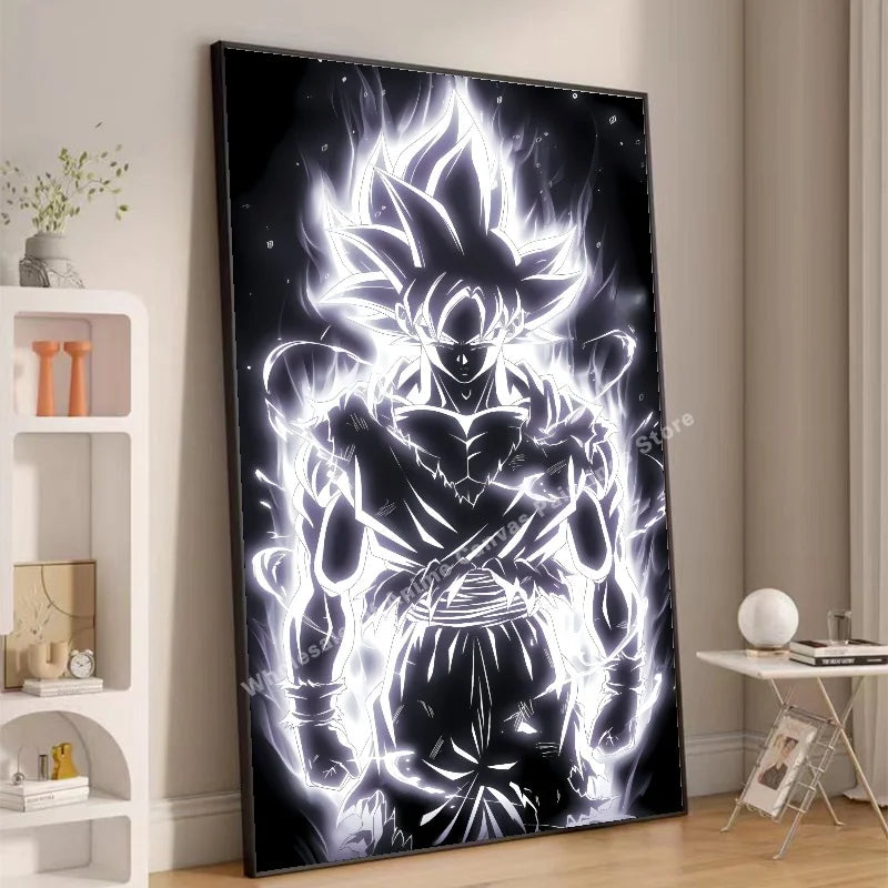 Anime Dragon Ball Wukong Neon Light Effect Poster High Definition Image Printing Creative Home Art Wall Decoration Painting