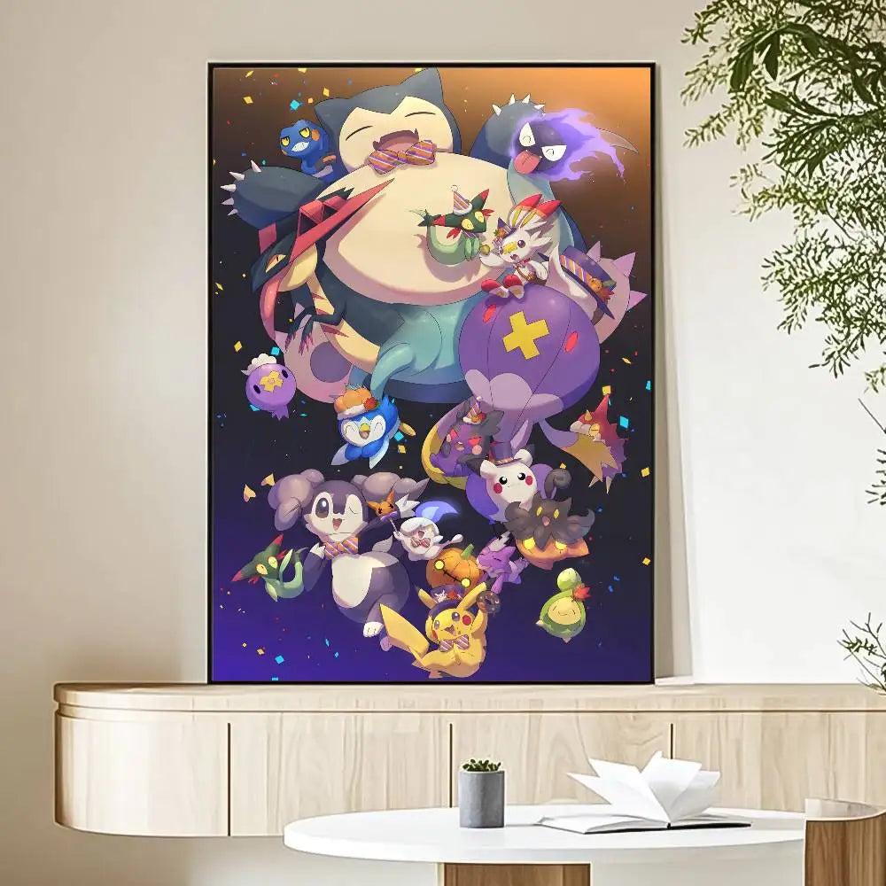 MINISO Cartoon Pokemon Anime Poster HD Art Sticky Wall Waterproof Home Living Room Bedroom Bar Aesthetic Decoration