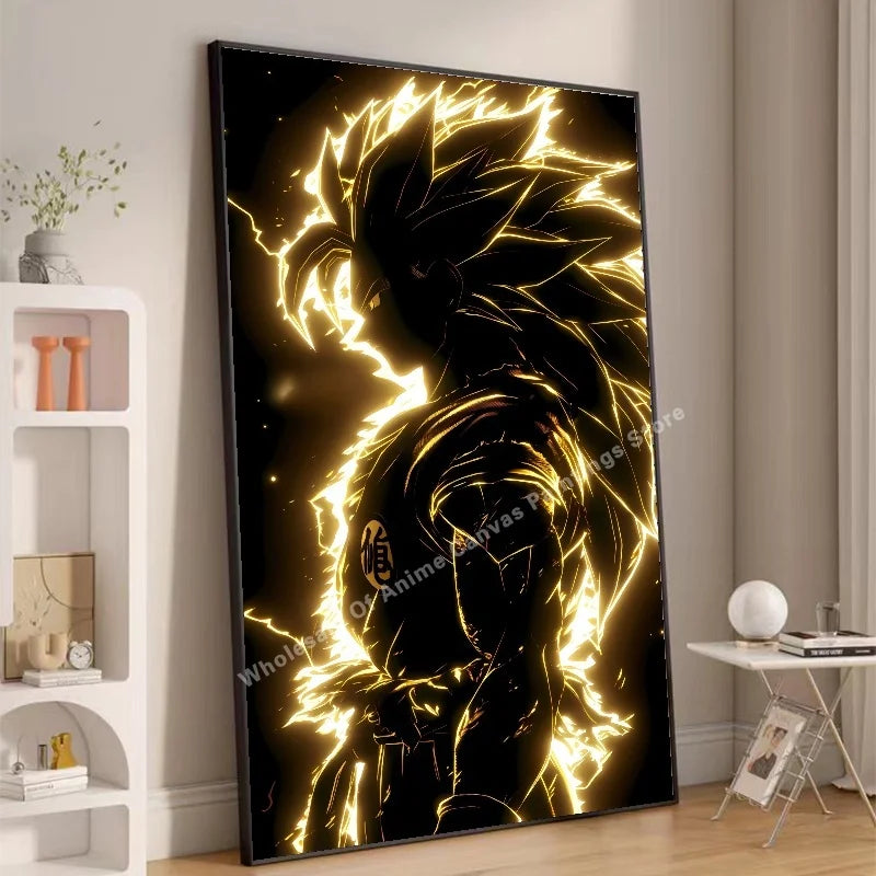 Anime Dragon Ball Wukong Neon Light Effect Poster High Definition Image Printing Creative Home Art Wall Decoration Painting