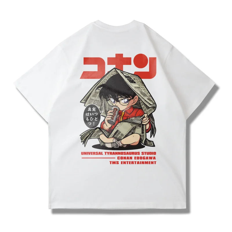 Detective Conan Anime T-shirt Universal Tyrannosaurus Studio Shinichi Kudo Truth Is One Cotton Summer Streetwear Graphic Tee