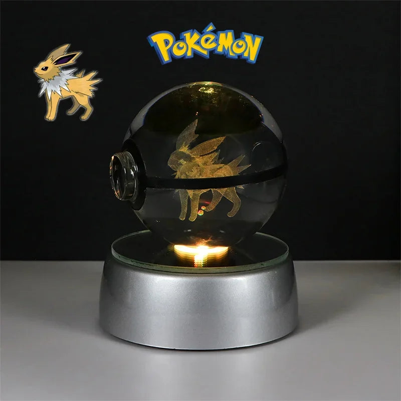 لعبة مجسم بوكيمون ثلاثي الأبعاد على شكل كرة كريستالية من باتر فري كيوبون، بوكيبول ديتو لوكاريو لابراس، نموذج لوجيا أركيوس مع قاعدة إضاءة LED