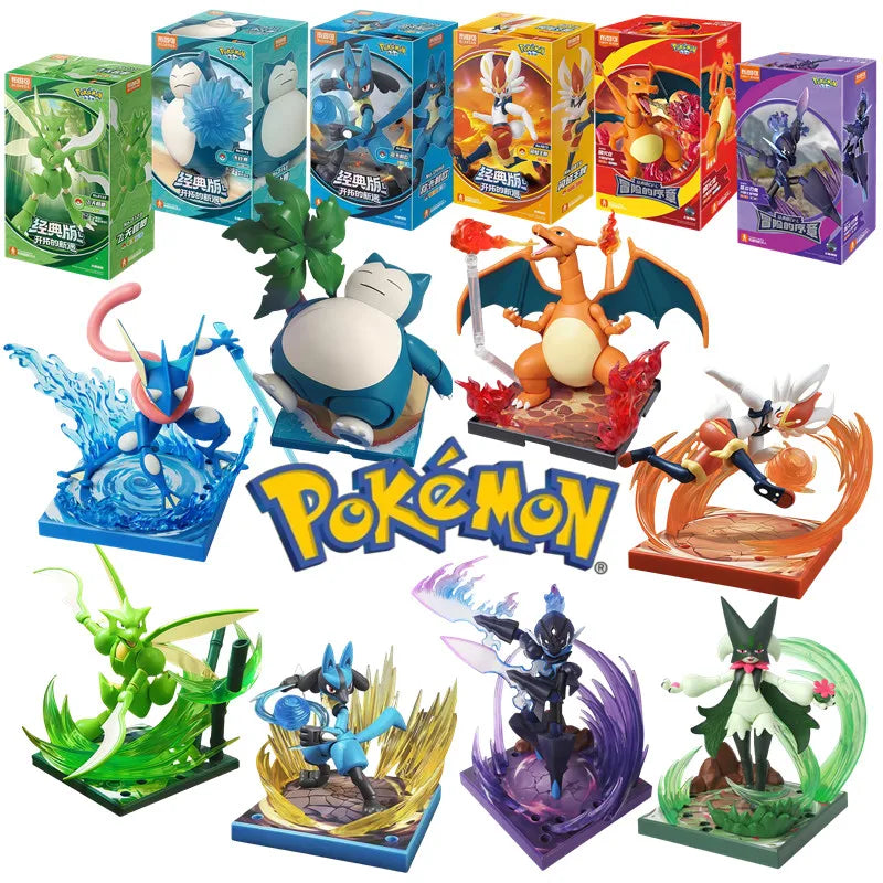 BLOKEES Pokemon building block toys Charizard Snorlax Scyther Lucario Cinderace action figure Stitching toy Collection model