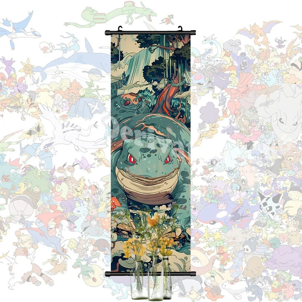 Printed Pokemon Poster Anime Wall Artwork Gengar Pictures Charizard Painting Canvas Pikachu Hanging Scrolls Home Room Decor