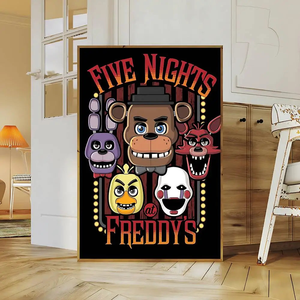 Horror Anime F-five N-nights At F-freddy's Good Quality Prints And Posters Room Home Bar Cafe Decor Aesthetic Art Wall Painting