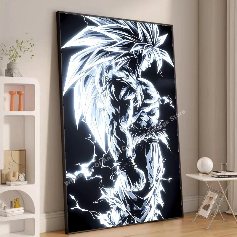 Anime Dragon Ball Wukong Neon Light Effect Poster High Definition Image Printing Creative Home Art Wall Decoration Painting