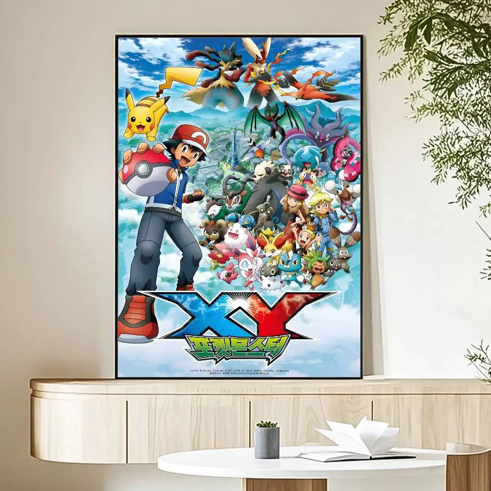 MINISO Cartoon Pokemon Anime Poster HD Art Sticky Wall Waterproof Home Living Room Bedroom Bar Aesthetic Decoration