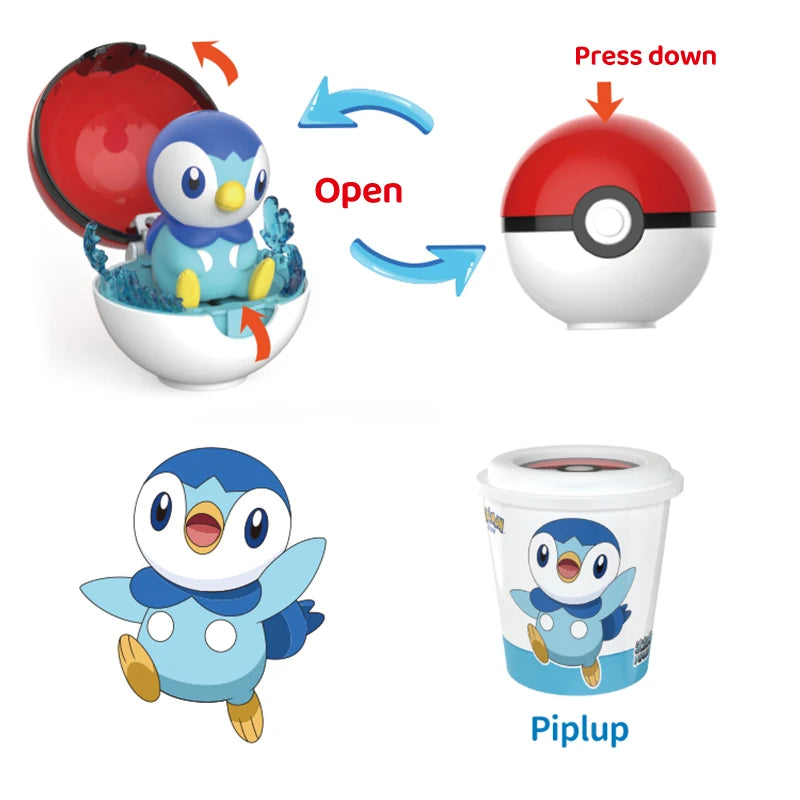 Pokemon Figure Bulbasaur Eevee Charmander Squirtle Pikachu Piplup Cubone Mimikyu Jigglypuff Poke Ball Pokeball Toy Ornament Doll