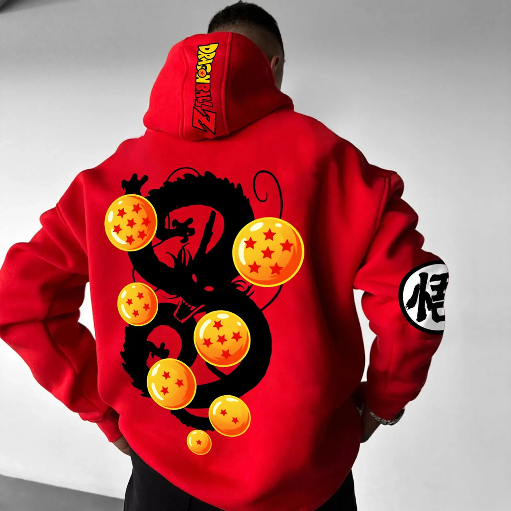 Dragon Ball Graphic Hoodie - Premium Cotton Comfort, Elastic Stretch, Airy Warm, Stylish Print, Hood for Weather, Fashion