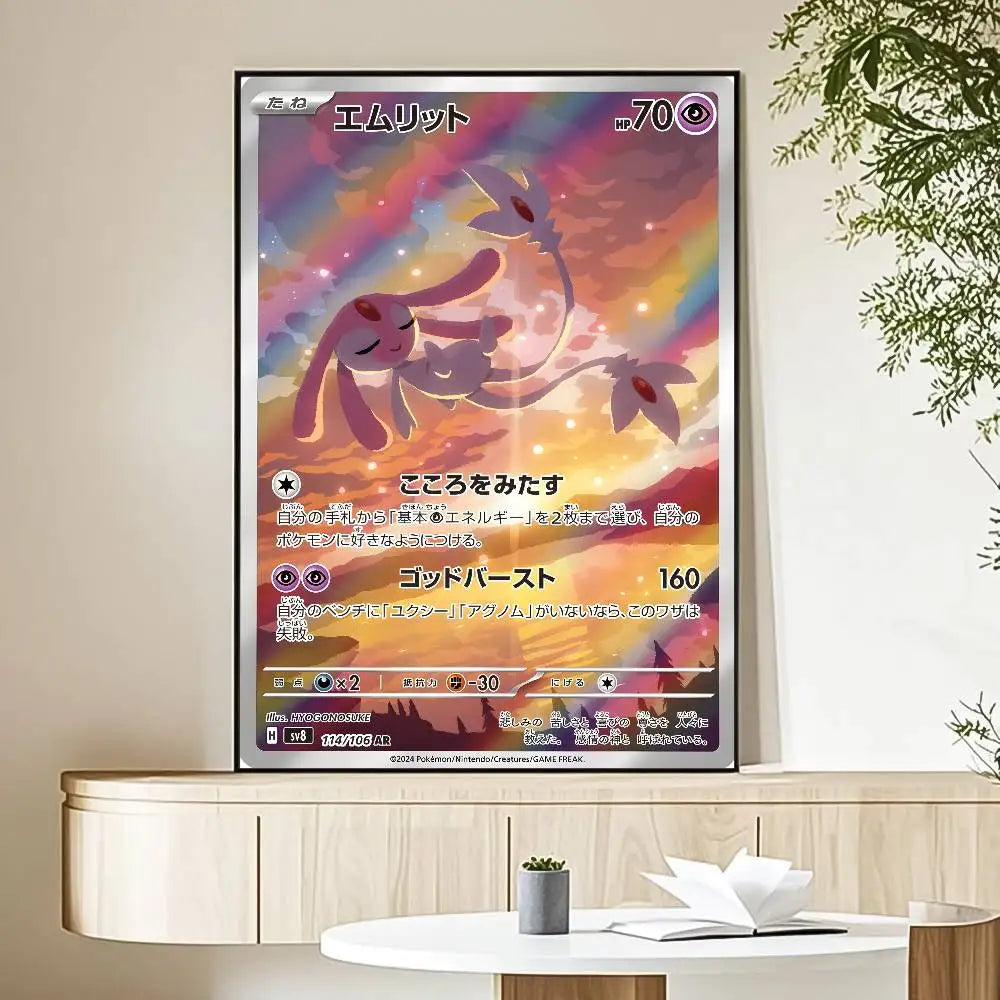 MINISO Cartoon Pokemon Poster HD Art Sticky Wall Waterproof Home Living Room Bedroom Bar Aesthetic Decoration
