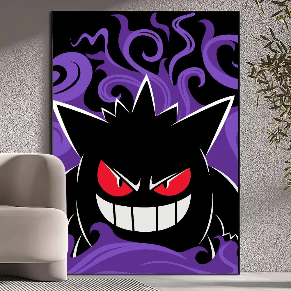 BiliBili Anime Pokemon Cute Gengar Poster Prints Wall Pictures Living Room Home Decoration