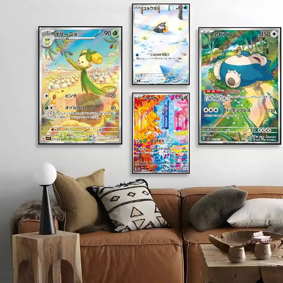 MINISO Cartoon Pokemon Poster HD Art Sticky Wall Waterproof Home Living Room Bedroom Bar Aesthetic Decoration