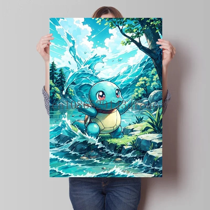 Pokemon Classic Anime Canvas Painting Bulbasaur Charmander Squirtle Poster and Print Wall Art Ink Picture Home Decor Kids Gifts
