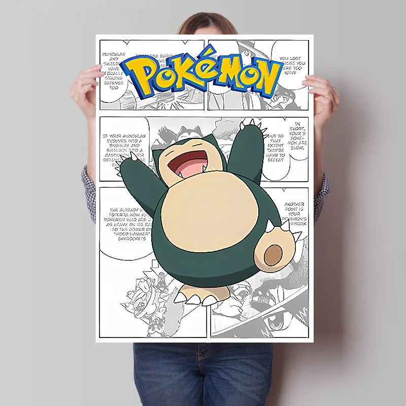 Pokemon Anime Figures Print Canvas Wall Art Posters Surrounding Charizard Bulbasaur Pikachu Decoration Interior Posters for Room