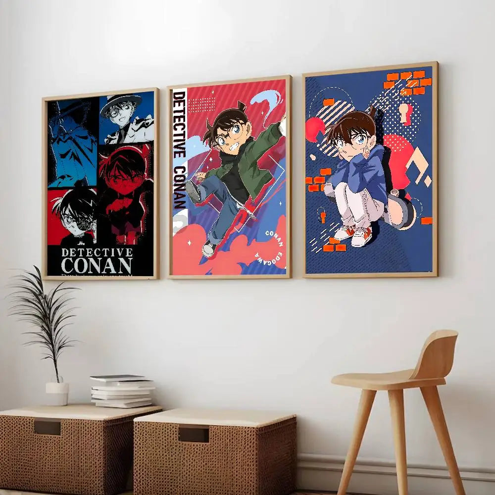 Anime D-Detective C-Conan Poster Self-adhesive Art Waterproof Sticker Coffee House Dorm Room Wall Decor