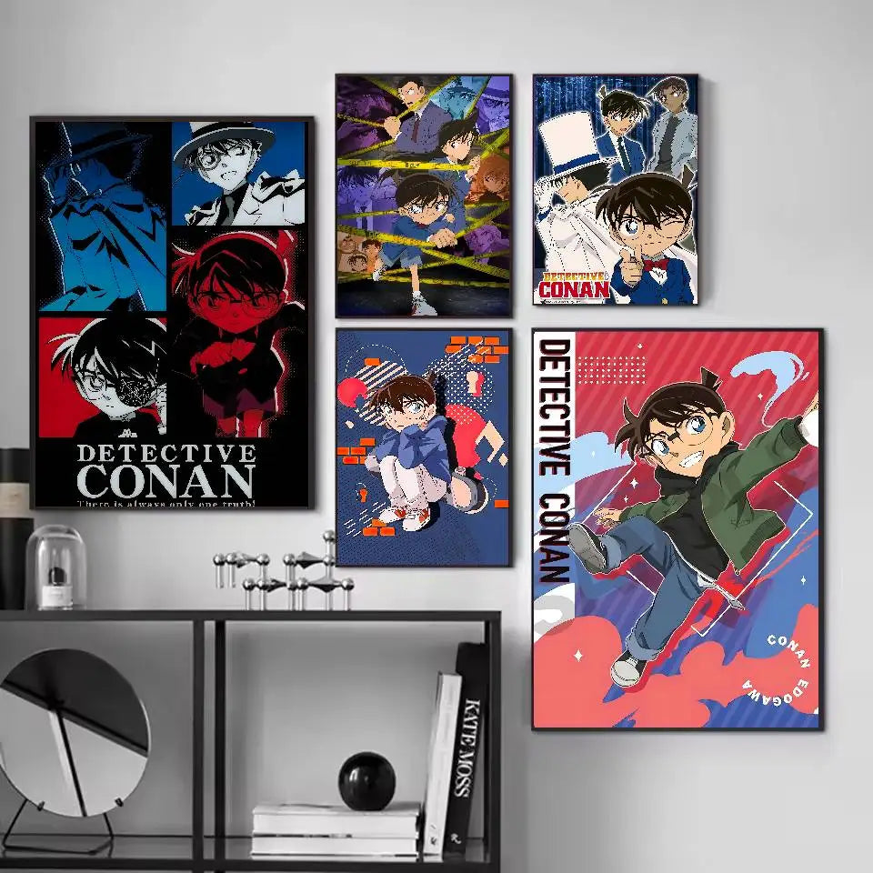 Anime D-Detective C-Conan Poster Self-adhesive Art Waterproof Sticker Coffee House Dorm Room Wall Decor
