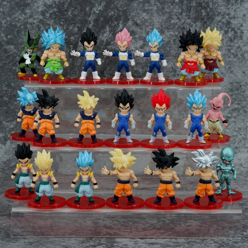 21pcs/lot Dragon Ball Mini Figure Super Saiyan Goku Vegeta Action Figures DBZ Dolls Model Toys Gifts