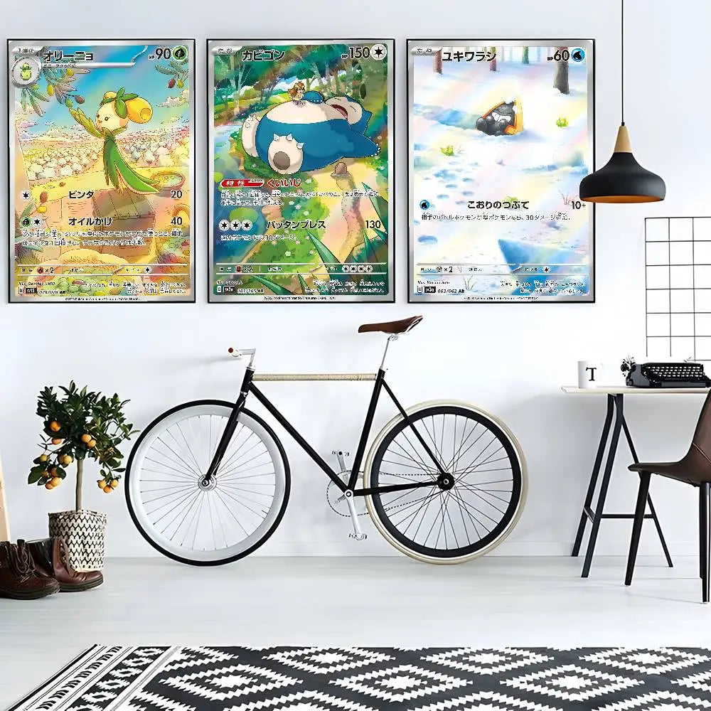 MINISO Cartoon Pokemon Poster HD Art Sticky Wall Waterproof Home Living Room Bedroom Bar Aesthetic Decoration