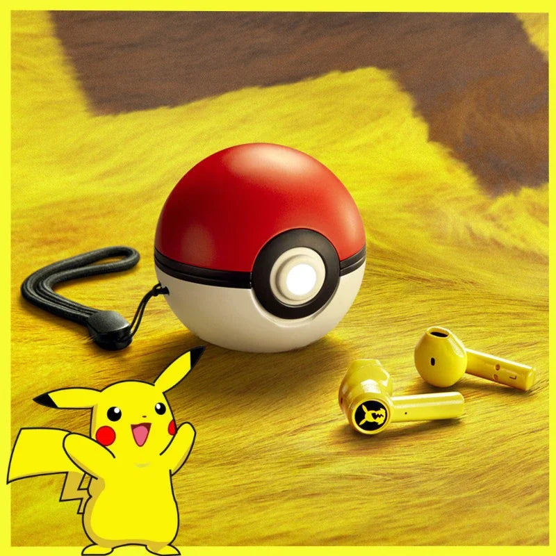 Pokemon Pikachu Earphones 5.0 Wireless Bluetooth Sport Noise Reduction Headphones Touch Control Microphone Universal Gift